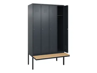 locker met bank,HxBxD 2120x1200x815mm,4vak,vak B 300mm,cil.-slot - 2