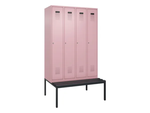 locker met bank,voor scheiding van kleding,HxBxD 2120x1200x815mm,4vak