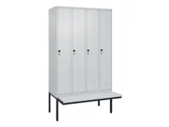 locker met bank,HxBxD 2120x1200x815mm,4vak,vak B 300mm,draaigrendel
