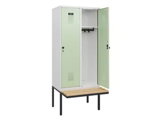 locker met bank,HxBxD 1950x800x815mm,2vak,vak B 400mm,draaigrendel - 1