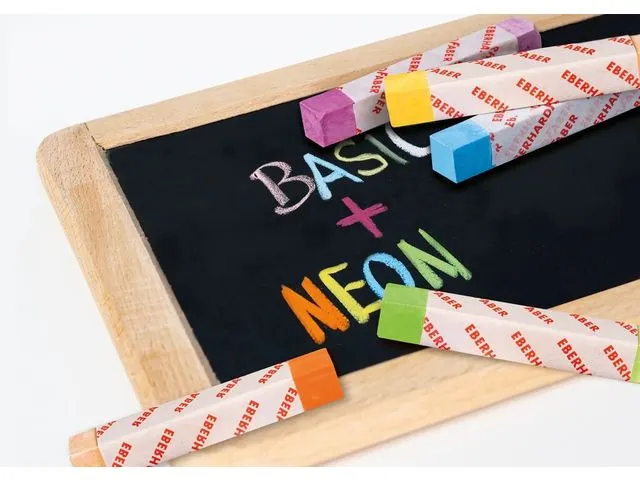 Bordkrijt Eberhard Faber vierkant ass. 12st. neon en standaard kleuren