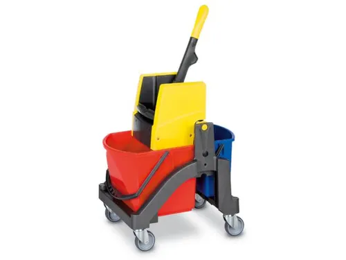 dweilwagen,emmer 1x17l/1x6l ROOD/BLAUW,frame kunststof,4zwenkwielen