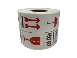Waarschuwingsetiket Fragile/ Keep dry permanent klevend 500 st./rol