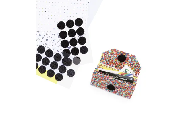 Klittenband Folia rond 2cm 15 stuks zwart 15 stuks wit