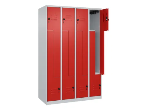 Z-garderobekast,HxBxD 1850x1200x500mm,vak B 150/300mm,draaigrendel