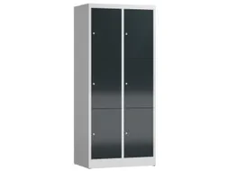 Lockerkast 1800x800x500mm 2x3 vakken cilinderslot, sokkel, RAL7016