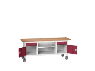 werkbank,HxBxD 830x2000x600mm,multiplexblad,uitrusting: 2laden,2kasten - 1