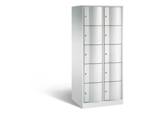 lockerkast 1950x770x640mm 2x5 vakken RAL7035 front RAL7035 sokkel