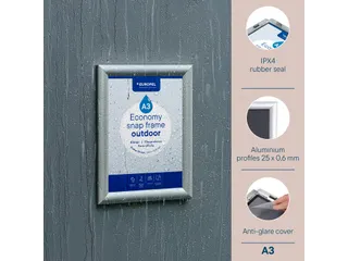 Europel Kliklijst Economy Outdoor A3 Zilver 25 mm waterdicht - 7
