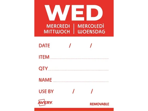 Etiket Avery HACCP woensdag rood 40x56mm 500 stuks