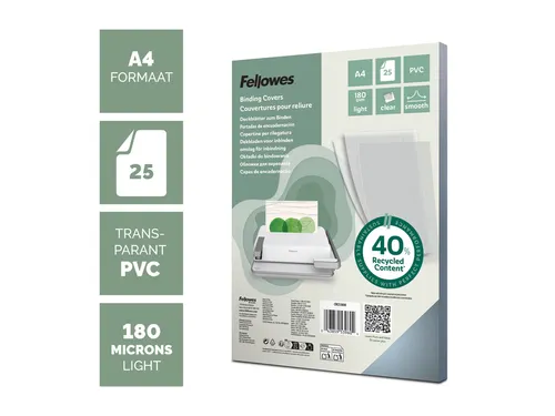 Voorblad Fellowes A4 Pvc 180 Micron Transparant 25 stuks
