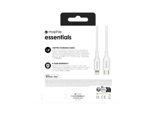 mophie essentials Lightning to USB-C | charging cable (1M), 1 m, Light