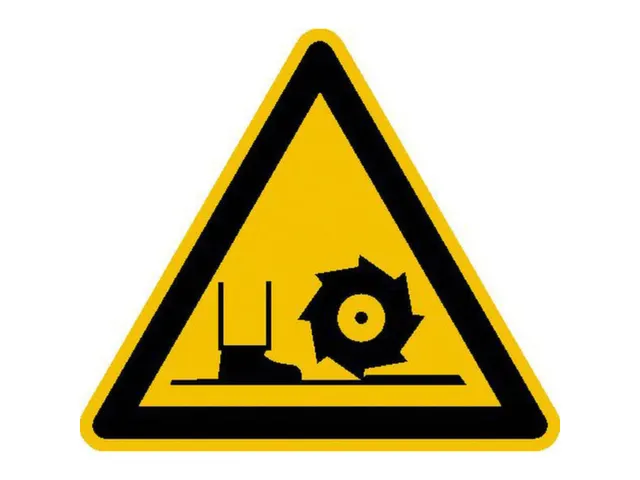 waarschuwingsbord,v. binnen/buiten,Waarschuwing voor freesas,PVC