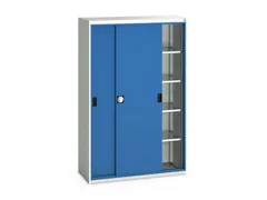 werkplaatskast 2000x1300x550mm 4xStalen bodem RAL7035 front RAL5010