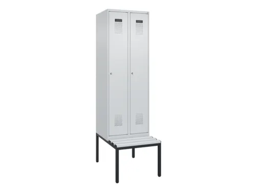 locker met bank,voor scheiding van kleding,HxBxD 2120x600x815mm,2vak