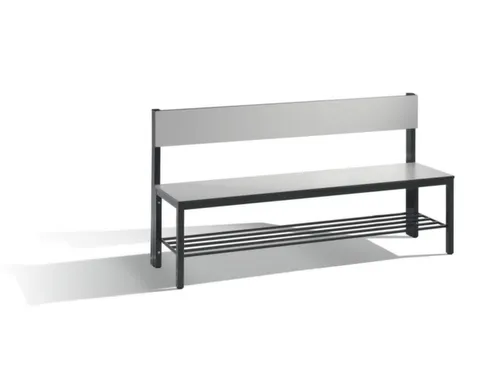 omkleedbank,HxLxD 796x1500x407mm,HPL zilvergrijs,frame staal RAL7021