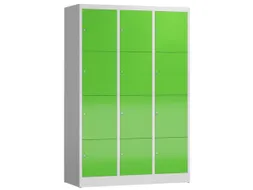 Lockerkast 1800x1185x500mm 3x4 vakken cilinderslot, sokkel, RAL6018