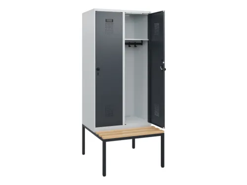 locker met bank,HxBxD 1950x800x815mm,2vak,vak B 400mm,draaigrendel