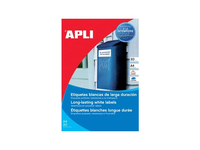 Apli Waterbestendige Etiketten ft 210x297mm wit | ApliLabels.be