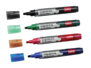 Viltstift Nobo Whiteboard Liquid Ink Drymarker Assorti 3mm à 4st - 2