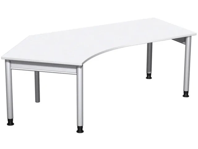 Bureau d’angle 680-820x2166x1130mm retour à gauche blanc/argenté