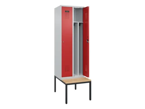 locker met bank,voor scheiding van kleding,HxBxD 2120x600x815mm,2vak