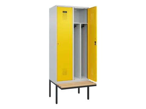 locker met bank,voor scheiding van kleding,HxBxD 2120x800x815mm,2vak