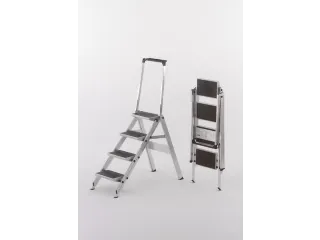 Veiligheids-vouwtrap Aluminium Platform 4treden H 920mm Rubberen Laag - 1