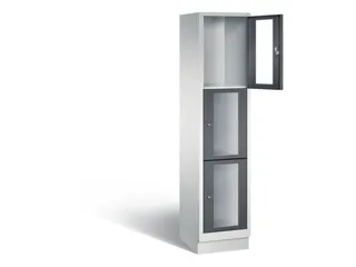 Lockerkast 1800x420x500mm 1x3 vakken Cilinderslot, Sokkel, RAL7021 - 1