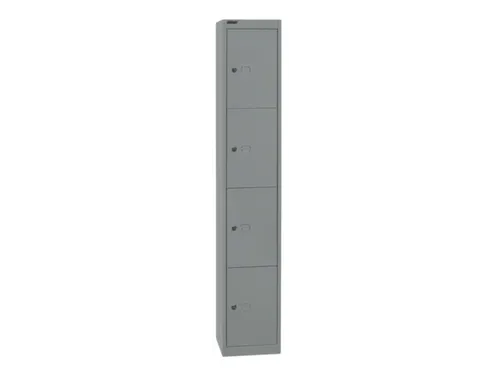 lockerkast,HxBxD 1802x305x305mm,1x4vakken,cil.-slot,romp zilverkleurig