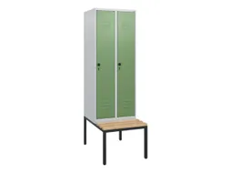 locker met bank,HxBxD 1950x600x815mm,2vak,vak B 300mm,draaigrendel
