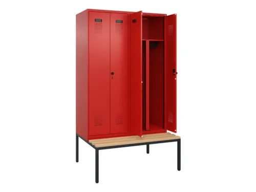 PBM-locker met bank,HxBxD 2120x1200x815mm,4vak,vak B 300mm