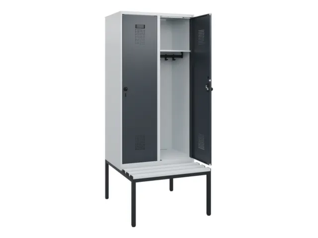 locker met bank,HxBxD 1950x800x815mm,2vak,vak B 400mm,draaigrendel