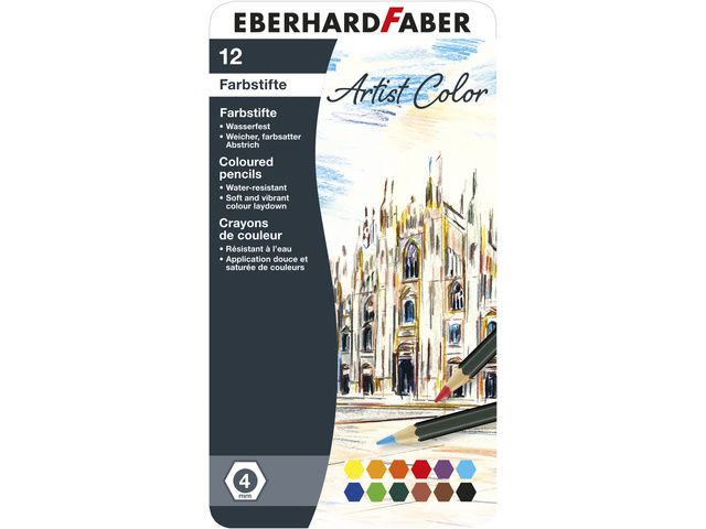 kleurpotloden Eberhard Faber Artist Color metaaletui a 12 stuks | KleurpotlodenWinkel.nl