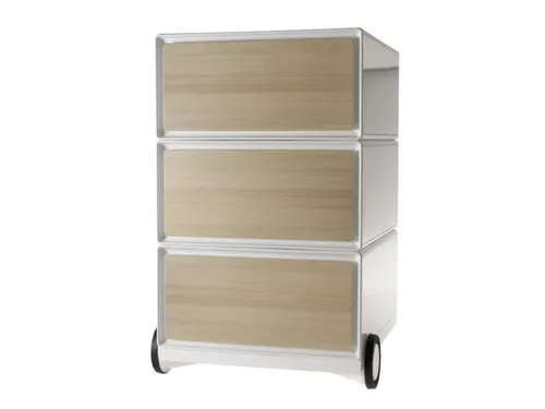 mobiel ladeblok,HxBxD 642x390x436mm,3lade(n),romp wit,front beuken