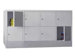 lockerkast,HxBxD 855x1600x500mm,4x2vakken,RAL7035,front RAL5012