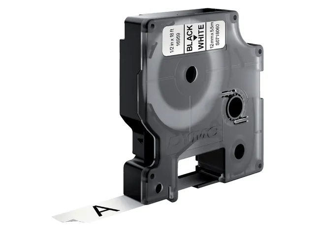 Labeltape Dymo 16955 D1 S718060 12mmx5.5m poly zwart op wit