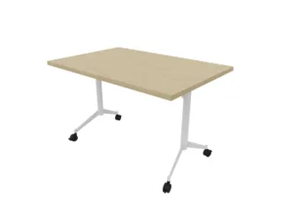 klaptafel,HxBxD 750x1200x700mm,hoekig,T-voet wit,ovale buis,blad eiken - 1