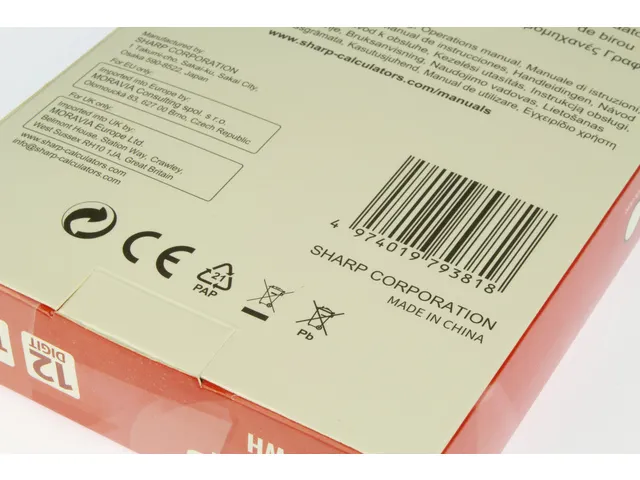 Calculator Sharp EL125TWH zwart-wit desk 12 digit