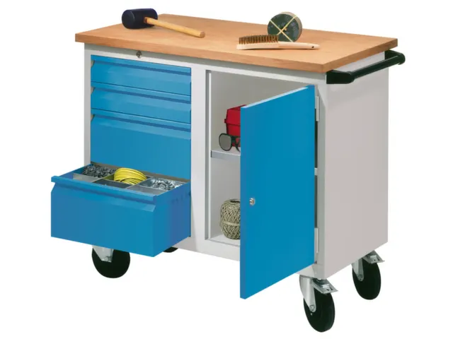 Werkplaatswagen 4 Laden 400kg Staalplaat Ral7035 Front Ral7035