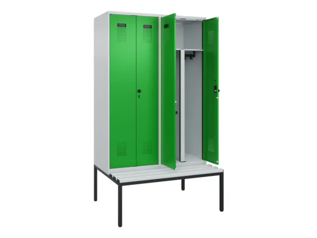 PBM-locker met bank,HxBxD 2120x1200x815mm,4vak,vak B 300mm