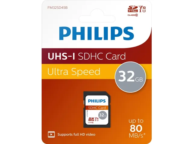 Philips Ultra Speed SDHC Geheugenkaart 32GB UHS-I U1 V10 Class 10
