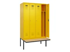 locker met bank,voor scheiding van kleding,HxBxD 2120x1200x815mm,4vak