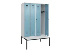 locker met bank,HxBxD 2120x1200x815mm,4vak,vak B 300mm,draaigrendel