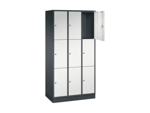 lockerkast,RAL 7021/RAL 7035,HxBxD 1950x920x500mm,3x3vakken,cil.-slot