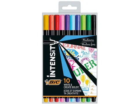 Fineliner Bic Intensity fijn assorti pak à 10 stuks