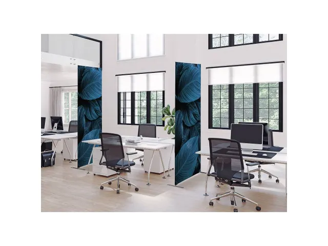 Scheidingswand Textiel Deco 100x200cm Botanical Blue Leaves