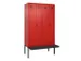 locker met bank,voor scheiding van kleding,HxBxD 2120x1200x815mm,4vak