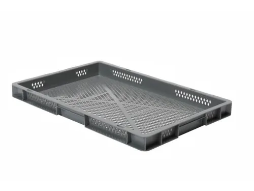 Euronorm-stapelbak 9.5l 50x600x400mm Wanden/bodem Opengewerkt Grijs