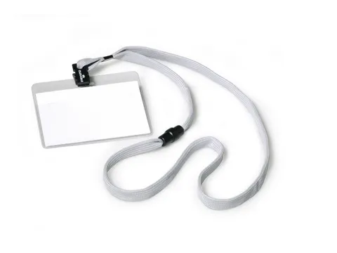 Badge 60x90mm met textielkoord Grijs